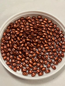 Czech SuperDuo 2-Hole Beads 5x2.5mm Matte Copper 20 Grams - Picture 1 of 2