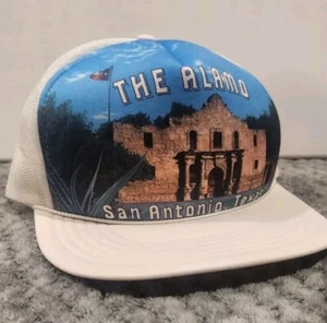 VTG THE ALAMO TRUCKER HAT - FOAM FRONT - MESH SNAPBACK - WHITE - SAN ANTONIO TX - Picture 1 of 4