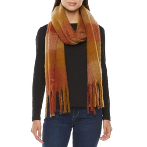 Women's Frye And Co. $36 Picante Rust Large Checked Midweight Blanket Scarf NWT - Picture 1 of 4