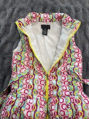NWOT COOGI Girls Sz 6X Full Zip Sleeveless Pastel Logo Puffer Vest Jacket Foto 1 de 4