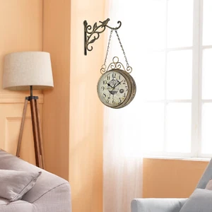 Bronze Double-sided Wall Clock Indoor Vintage Wall Clock Decor 45*32cm (H*W) - Picture 1 of 15