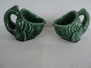 Pr -Vintage Whimsical Porcelain Fish Figurine Planters 3.5 X 5” - Picture 1 of 4
