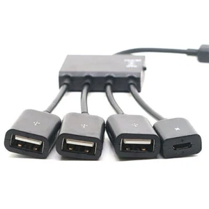 4 In 1 Micro USB Splitter HUB Multi-Port USB 2.0 OTG Host Adapter Charging Cable - Picture 1 of 5