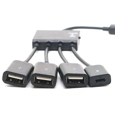 Cavo di ricarica adattatore host 4 in 1 micro USB splitter HUB multiporta USB 2.0 OTG - Immagine 1 di 4