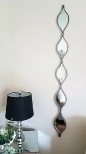 Tall Silver Wall Mirror Ripple Bauble Design Modern Decorative Hallway 146cm - Picture 1 of 9