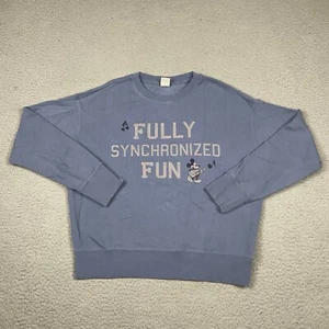 Disney Uniqlo Sweatshirt Adult Small Blue UT Pullover Mickey Mouse Sweater Rare - Picture 1 of 9