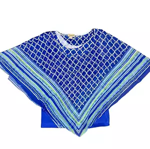 One World Bandana Top Poncho Cape XL Sheer Chiffon Lined Indie Boho Beach Resort - Picture 1 of 11