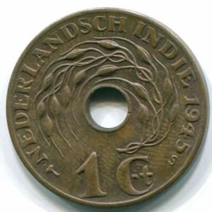 1 CENT 1945 S NETHERLANDS EAST INDIES INDONESIA Bronze Colonial Coin #S10429C - Picture 1 of 3