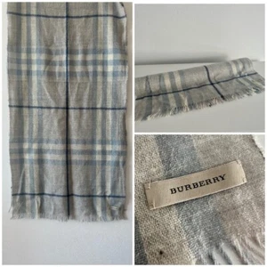 BURBERRY big check plaid blue large scarf wrapper - Picture 1 of 9