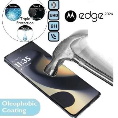 100% Genuine Tempered Glass 9H Screen Protector FLAT Motorola For Moto Edge 2024 - Image 1 of 2