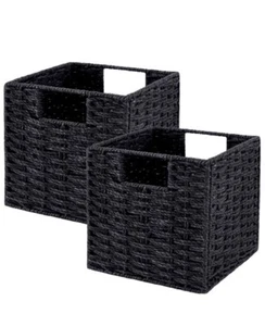 LEGNHOOM Wicker Storage Baskets Set of 2 Foldable Cube Paper Rope Storage for - Picture 1 of 5