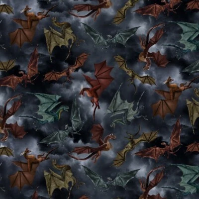 BOLT END 34 INCHES Dragon's Lair by Timeless Dragons In Battle Cotton Fabric - Image 1 of 3