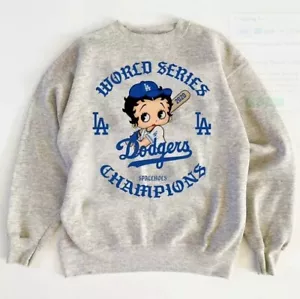 Felpa grafica Betty Boop World Series LA Dodgers Champions uomo donna - Foto 1 di 3