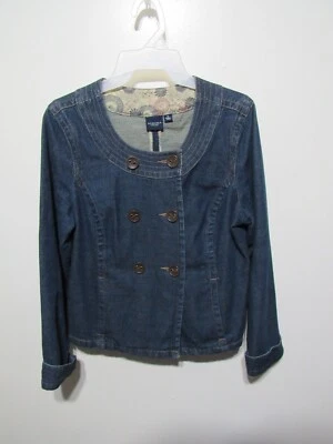 Top de Jean Sonoma Talla M Azul Denim Botones Delantero Cuello Redondo Manga Larga Informal Foto 1 de 3