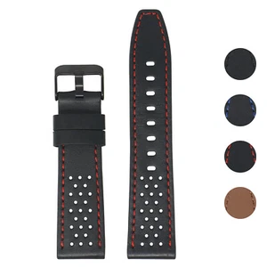 StrapsCo Perforated Leather Watch Band Strap for Fitbit Versa / 2 / Lite - Picture 1 of 14