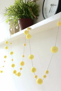 YELLOW garland. Felt balls garland. Baby Nursery.Kids Pom Pom Wall Decor. - Picture 1 of 3