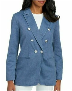 Tahari Light Wash blau miltary Blazer Jacke zweireihig Gr. 14 NEU - Bild 1 von 10