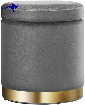 Ottoman, round Velvet Ottomans Lounge Footstool Foot Pouf Stool Make up Seat Res - image 1 of 4