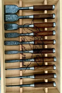 UBR CUSTOM HANDMADE DAMASCUS STEEL SET OF CHISEL BEAUTIFUL MOKUME SET   - Picture 1 of 2