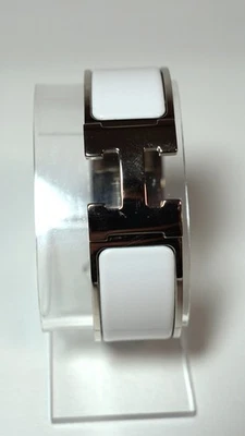 Pulsera de paladio Hermes Clic H esmaltada blanca - auténtica - 6,5 pulgadas  Foto 1 de 4