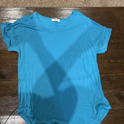 Women’s Blue V-neck Tee Size Lg - Image 1 of 4