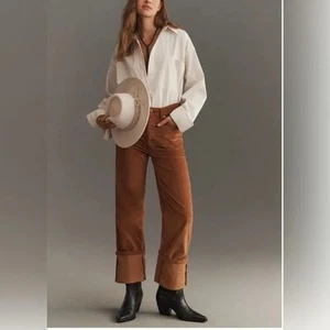 Pantalones de mezclilla Pilcro Scotty con puños tiro alto pierna recta edición pana $148. Talla 26 - Imagen 1 de 10