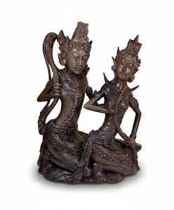 Rama & Sita Statue - massives Makassar Ebenholz Holz handgeschnitzt Jakarta Indonesien - Bild 1 von 24