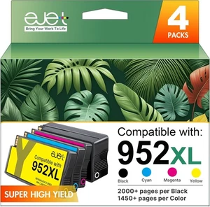 ejet 952XL Ink Cartridges Combo Pack High Page Yield (4-Pack) Compatible for HP - Picture 1 of 8