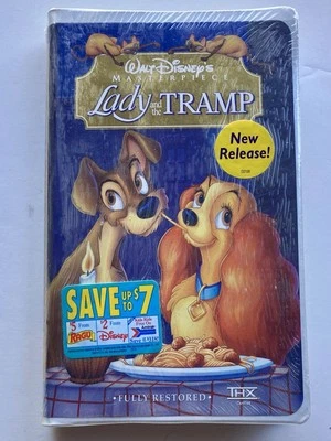 Lady and the Tramp (VHS, 1955) Brand New Sealed Walt Disney Masterpiece Cartoon - Image 1 of 2