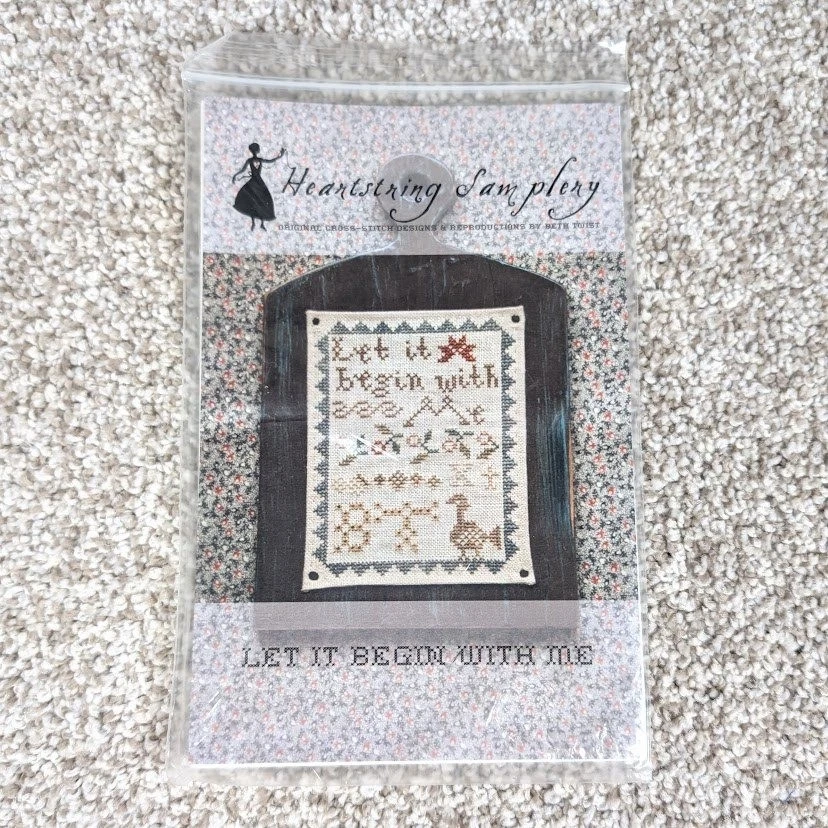 Heartstring Samplery Let It Begin With Me Cross Stitch Pattern opened - Image 1 of 3