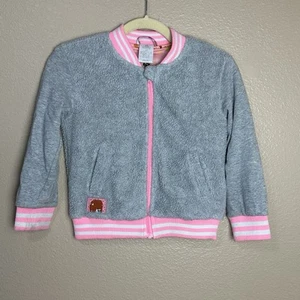 Disney Girls Fleece Jacket Size Small Gray Pink Animal Cat Paw Print Chill Dude - Picture 1 of 8