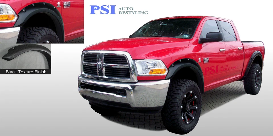 Black Textured Pocket Style Fender Flares 2010-2018 Dodge Ram 2500 / Ram 3500 - Image 1 of 1