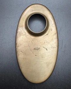 Vtg Antique Door Knob Back Plate Solid Brass Oval Escutcheon Rosette - Picture 1 of 8