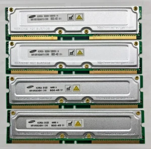 Samsung 512MB (4x128MB) RDRAM MR16R1624EG0-CM8 800-40 128MB/4 0226H #R2278 - Picture 1 of 2