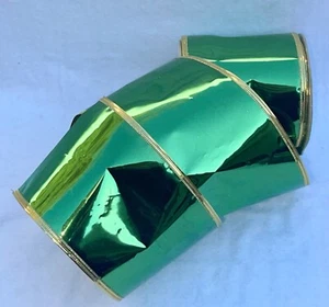 NOS Christmas Traditions Green Shiny Foil Style Metallic Wire Edge Ribbon 3"x25' - Picture 1 of 4
