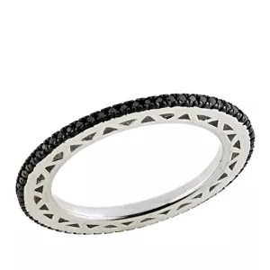 1/4ct Real Black Diamond Sterling Silver Eternity Wedding Band Ring Size 10 - Picture 1 of 5