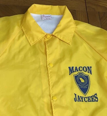 vintage “MACON JAYCEES” WIND-BREAKER JACKET w/SNAP BUTTONS CARDINAL MEN’S XXL - Image 1 of 4