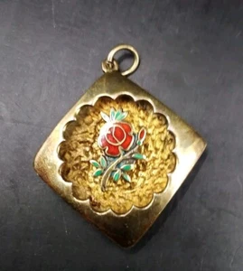 Stunning Fully Hallmarked Silver (Gilt) Enamel Rose Pendant Toye Kenning Spencer - Picture 1 of 5