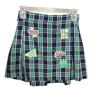 Justice Stranger Things Plaid Skort Pleated Skirt Built-In Shorts Girls L 12/14 - Picture 1 of 9