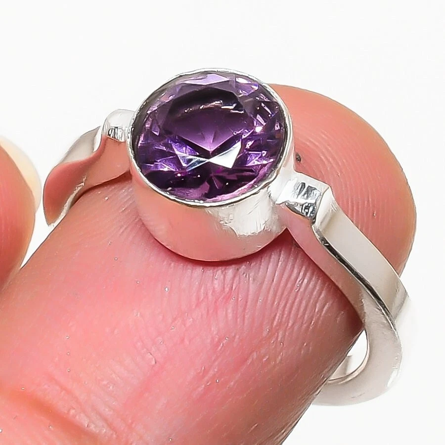 Amethyst Gemstone Handmade 925 Sterling Silver Jewelry Ring Size 6.30 (US) - Image 1 of 1