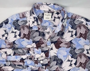 Baird McNutt Murano Herren L Leinen Blumenmuster Langarm Hemd mit Knopfleiste - Bild 1 von 6