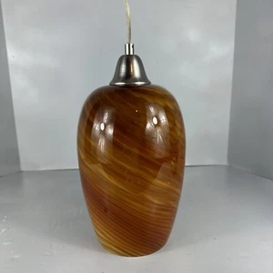 Handblown Amber Ripple 1-Light Glass Pendant - Picture 1 of 9