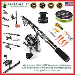 3M Telescopic Carbon Fiber Fishing Rod Reel Combo with Accessories for Anglers - Picture 1 of 9