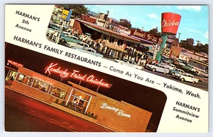 Yakima Washington Harman's Family Restaurants chrome Postcard D092 - Picture 1 of 2