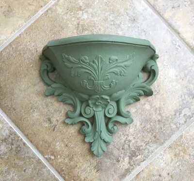 Vintage 1978 HOMCO Faux Plant Wall Pocket Sconce Farmhouse Matte Sage Green 6050 - Image 1 of 4
