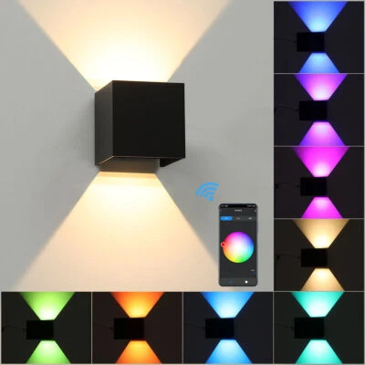 WLAN APP RGBW Dimmbar Cube Würfel LED Wandleuchte Lampe Up Down außen/innen Aszw - Bild 1 von 4