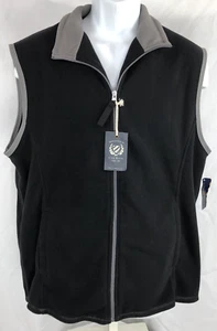 NWT clubroom sleeveless fleece vest jacket L blk gray convertible collar fullzip - Picture 1 of 6