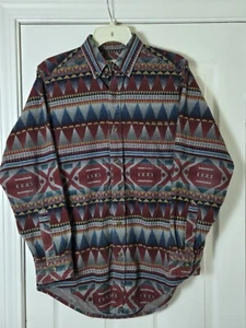 Vintage 90s LL Bean Aztec Navajo Southwestern Western Flannel Shirt Size Small - Picture 1 of 3