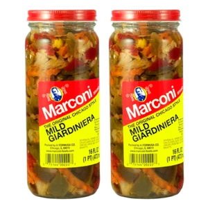 MARCONI 2 Pack The Original Chicago Style MILD Giardiniera Peppers 16oz Jars - Picture 1 of 21