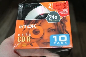 TDK Data CD-R Disc 10 Pack NEW 21 Min CD-RW Digital Cameras MP3 Computer Writers - Picture 1 of 5